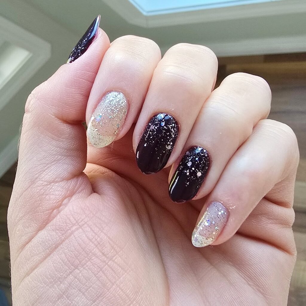 Blackberry Glitter Fade Nails
