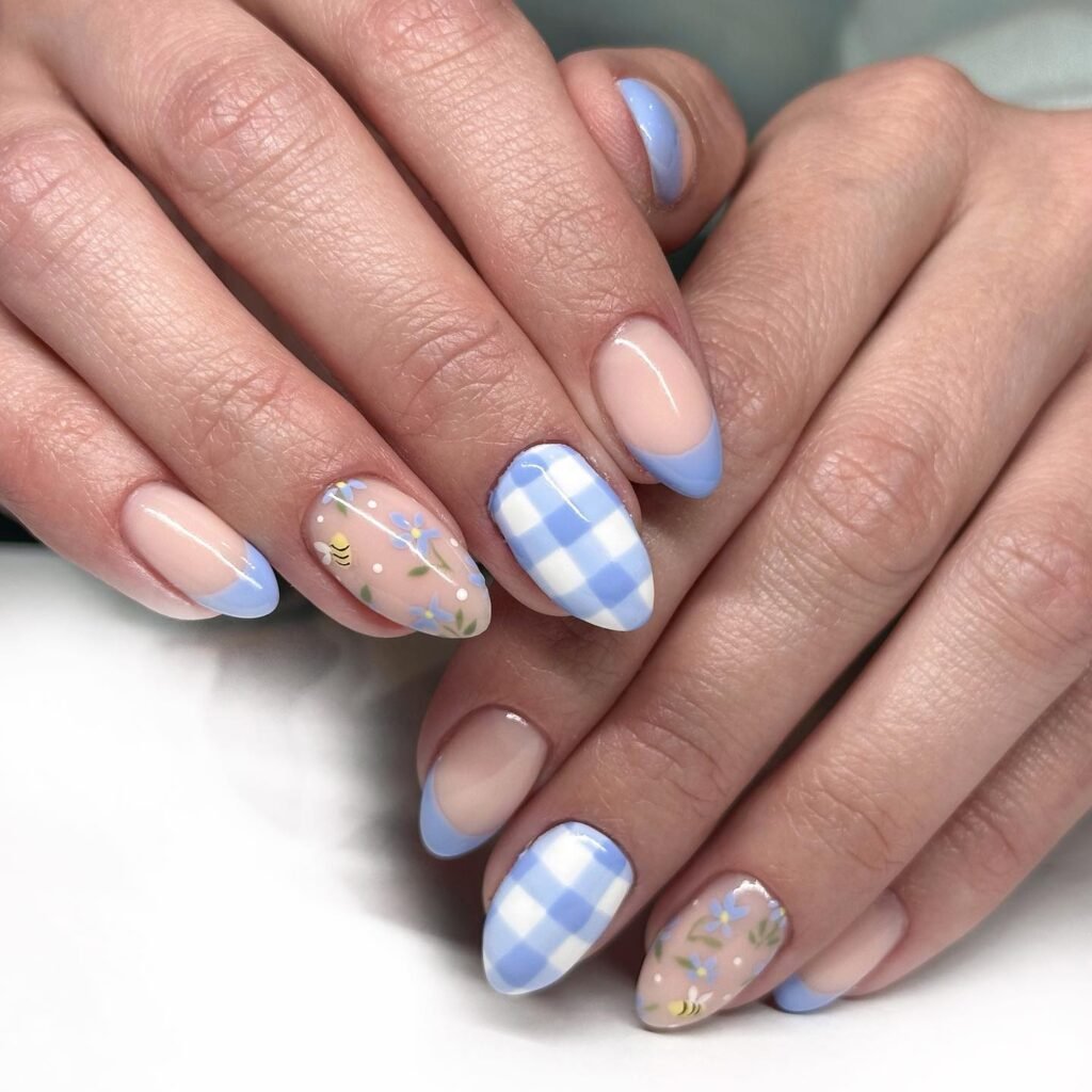  Blue Gingham Florals