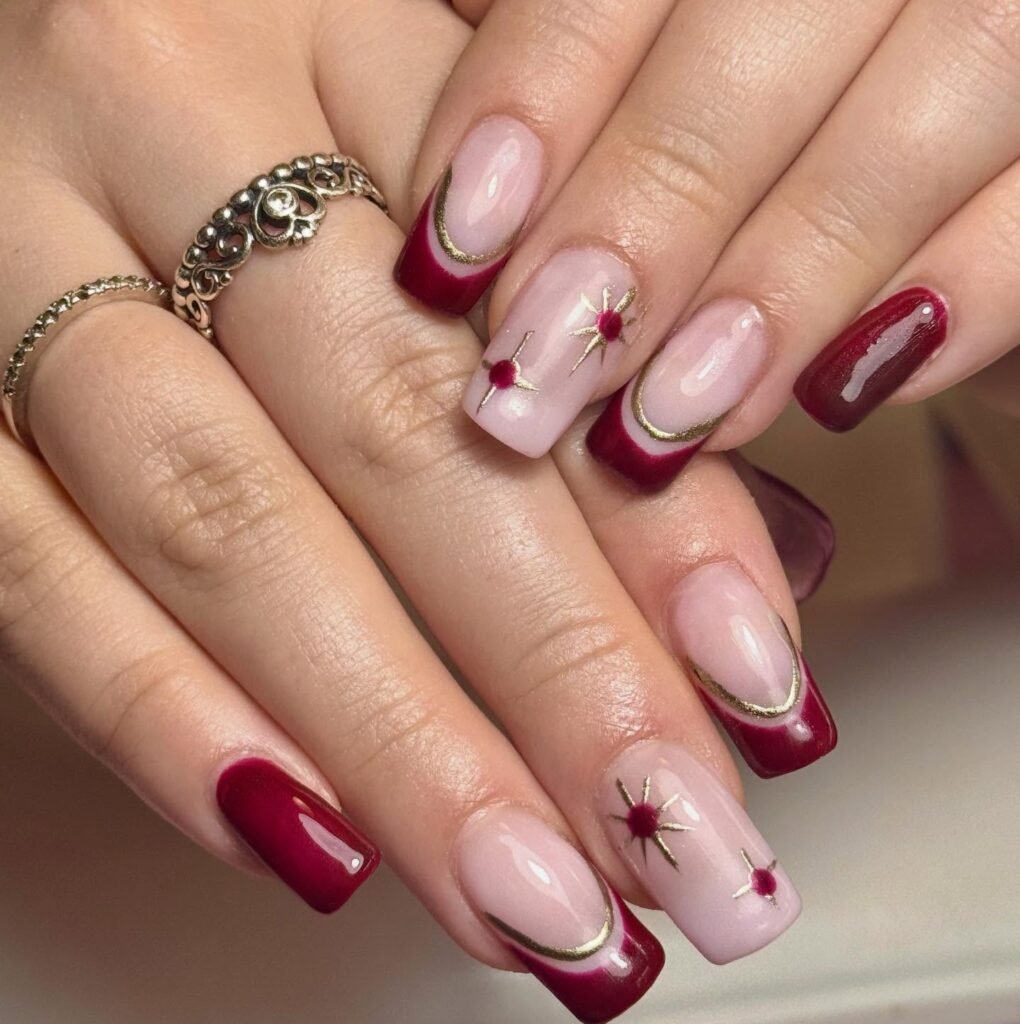  Burgundy French Stars