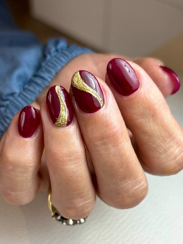 Burgundy Gold Waves