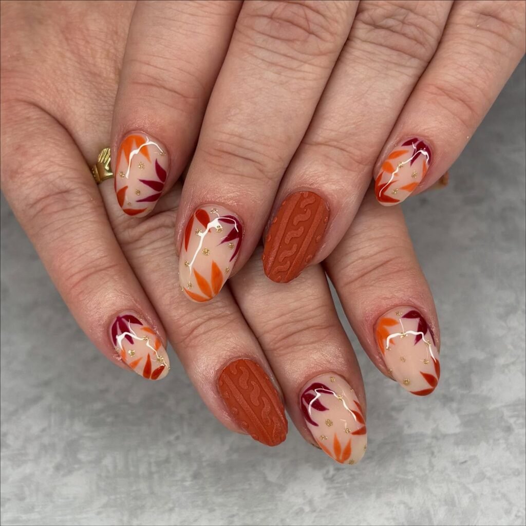  Fall Sweater Texture Nails