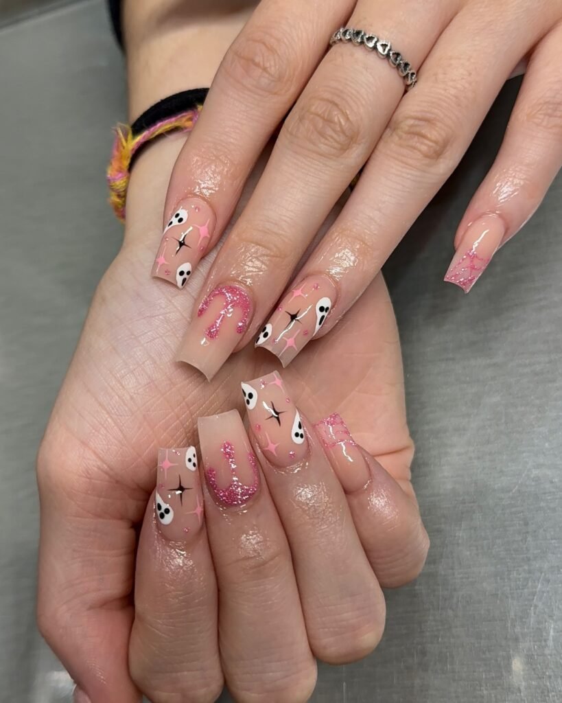  Glittery Pink Ghosts