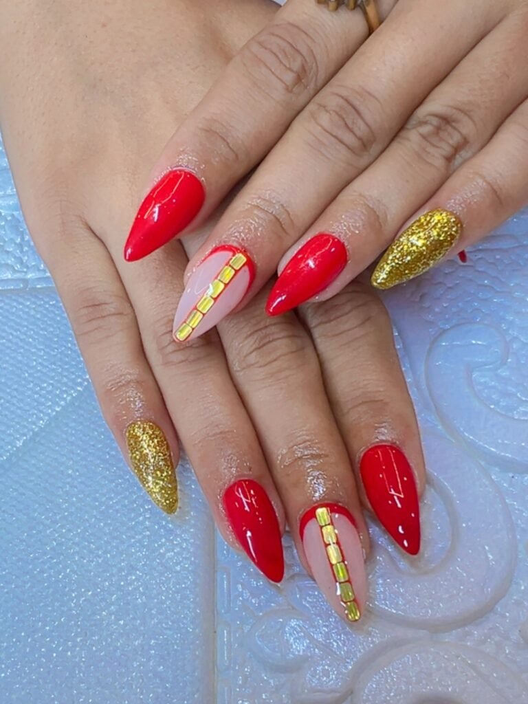 Gold-Striped Stilettos