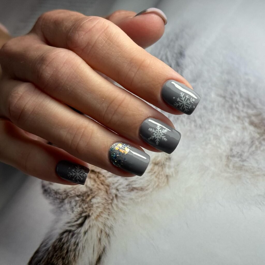 Gray Frost Snowflakes