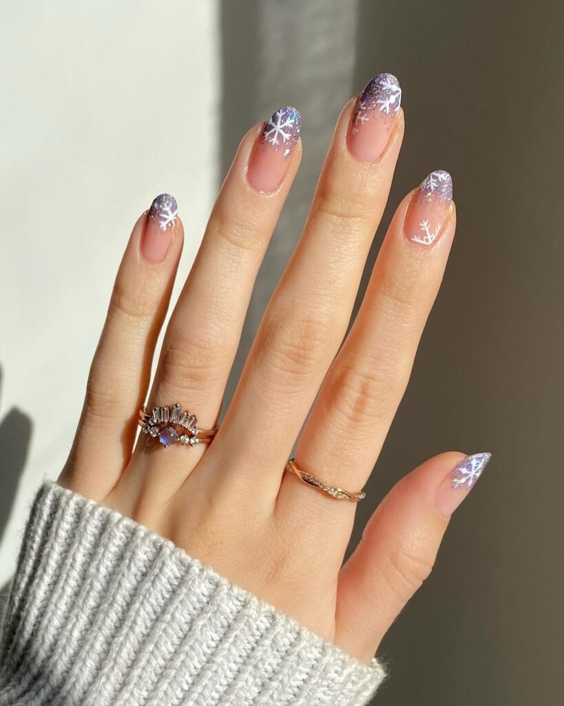 Lavender Glitter Snowflakes