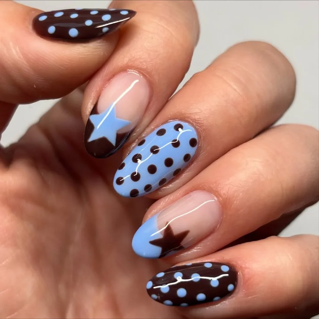 Navy and Ocean Accent Nails