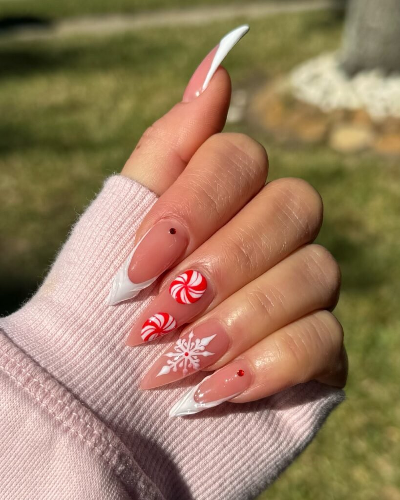  Peppermint Snowflake Nails