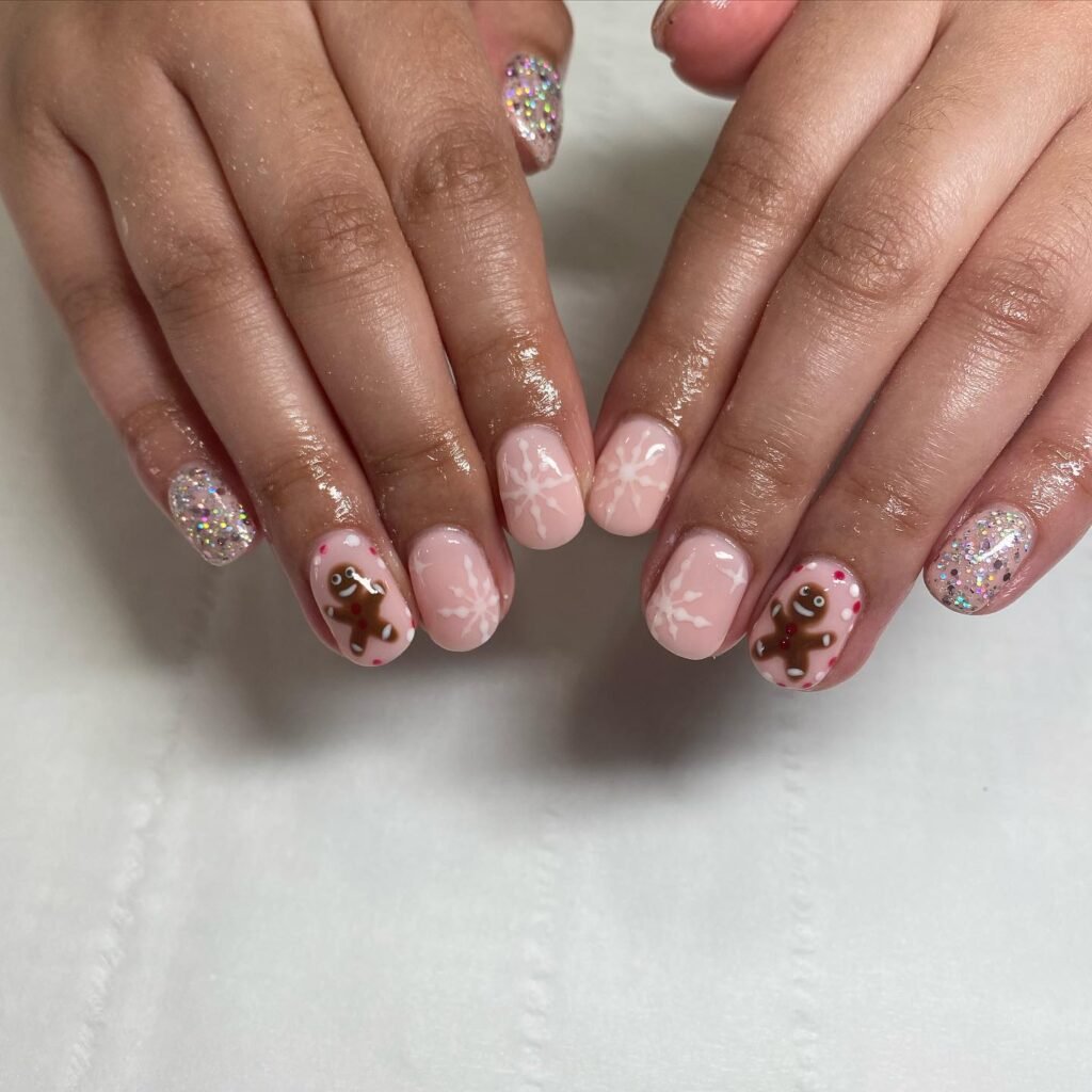 Pink Gingerbread Snowflakes