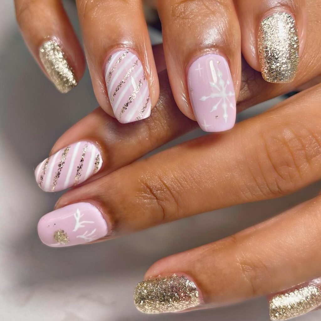 Pink and Gold Snowflakes