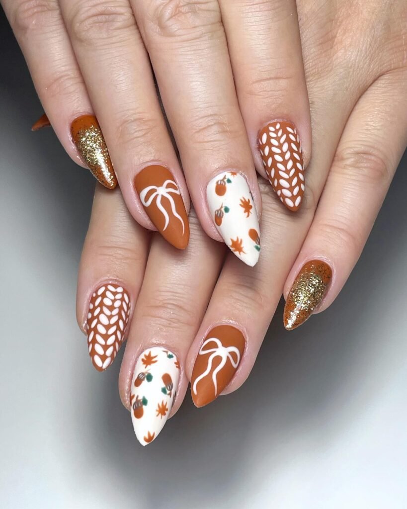 Pumpkin Bow Nails