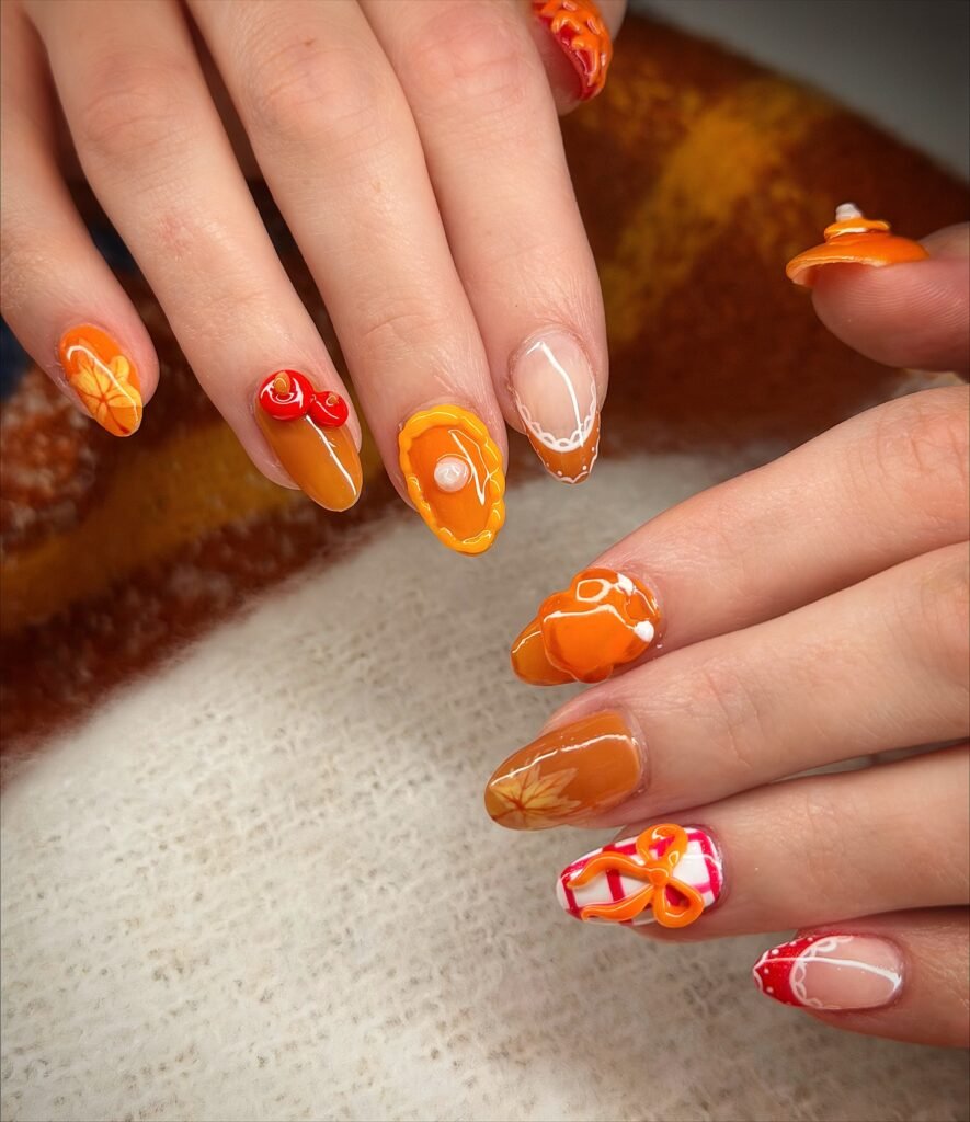  Pumpkin Pie 3D Nails