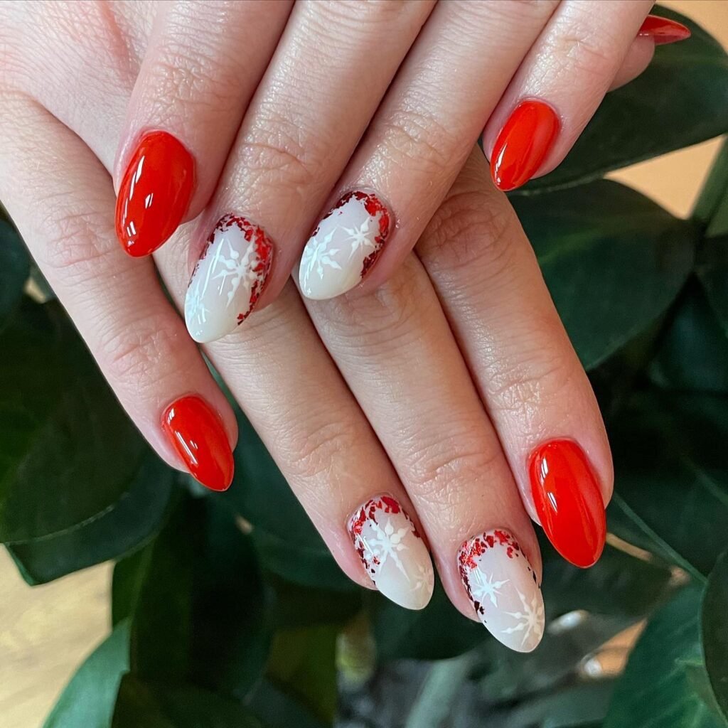 Red and White Snowflakes