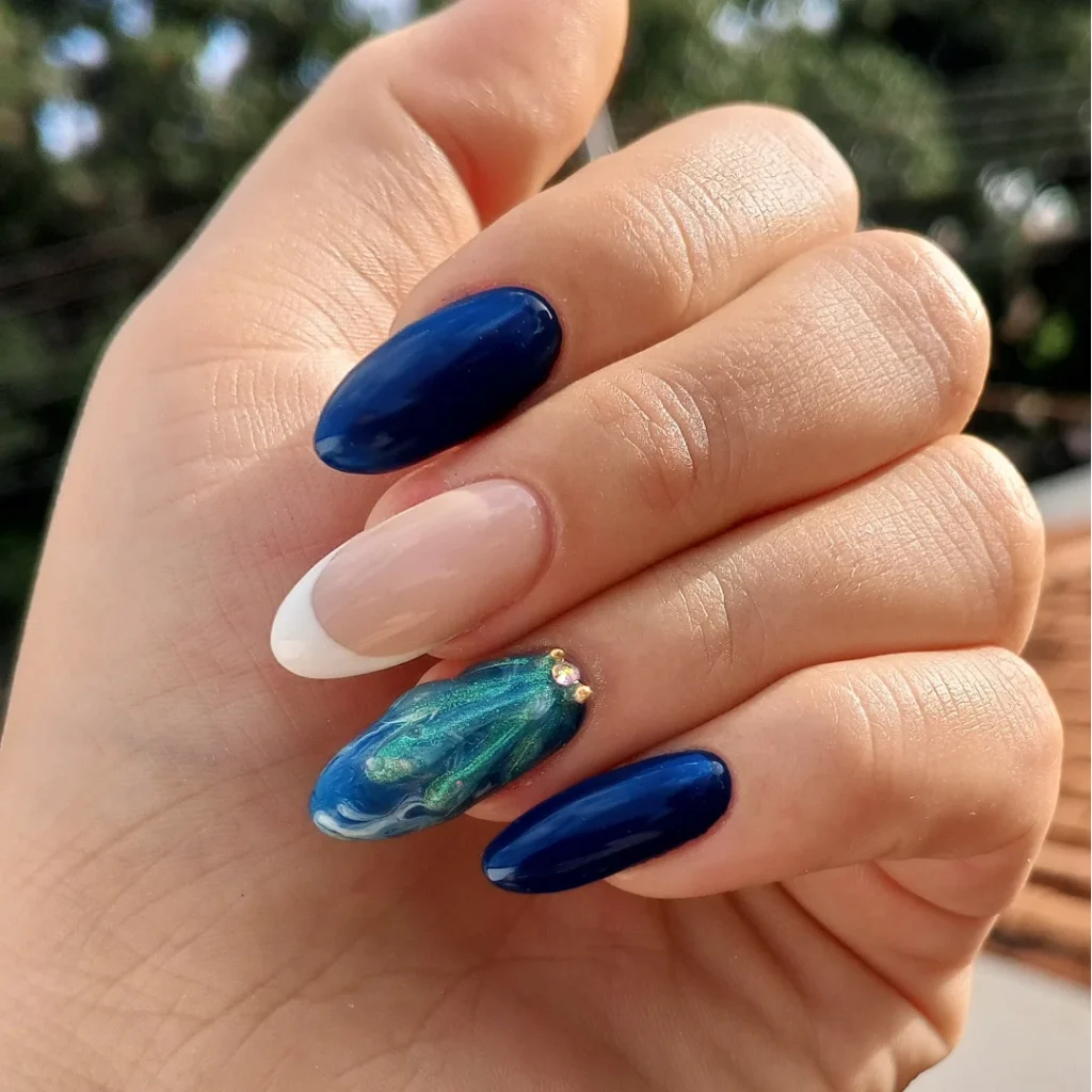 Sharp Blue French Tips