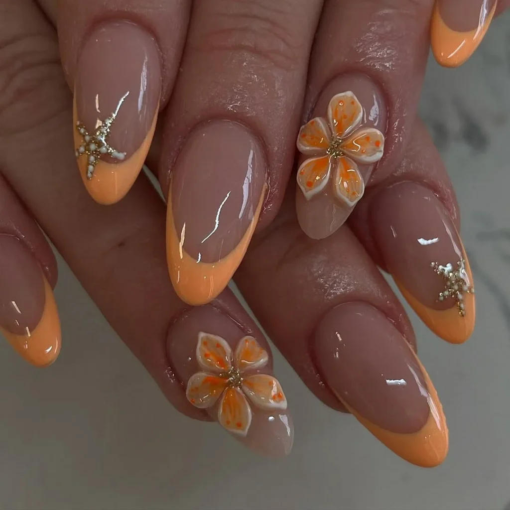 Soft Floral French Tips