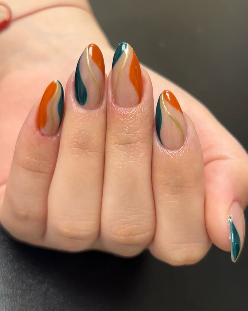 Teal Autumn Waves