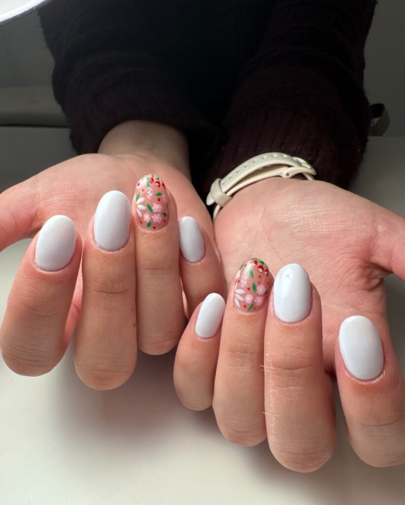 White & Floral Accent