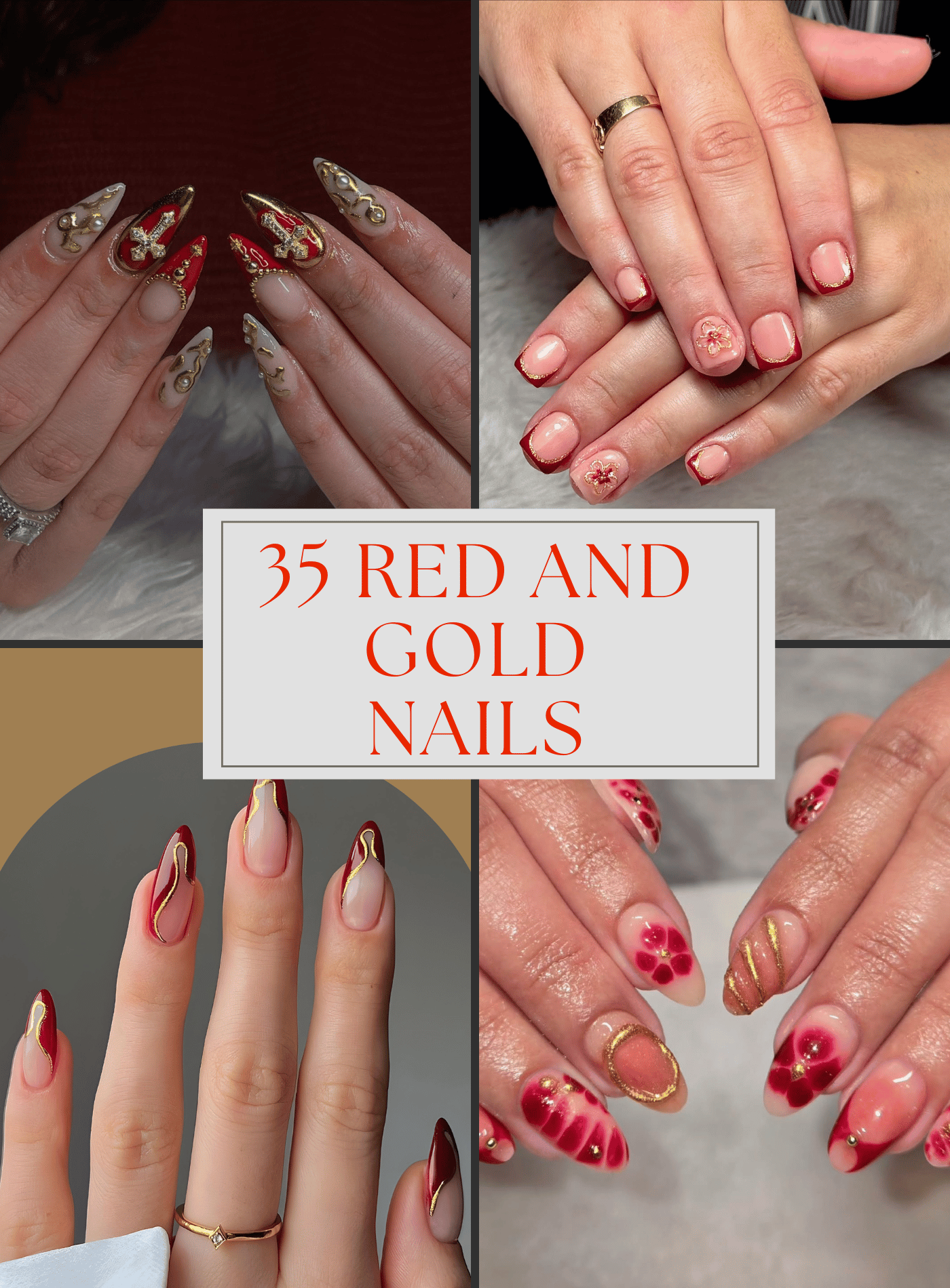 Red and Gold Nails