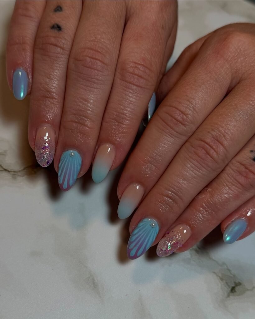 Blue Ombre Lagoon Nails