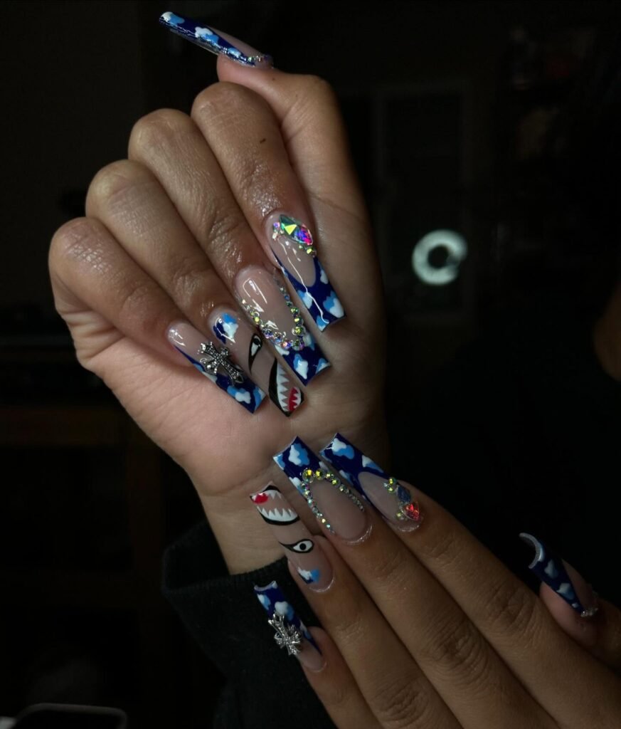 Blue Sky Shark Nails