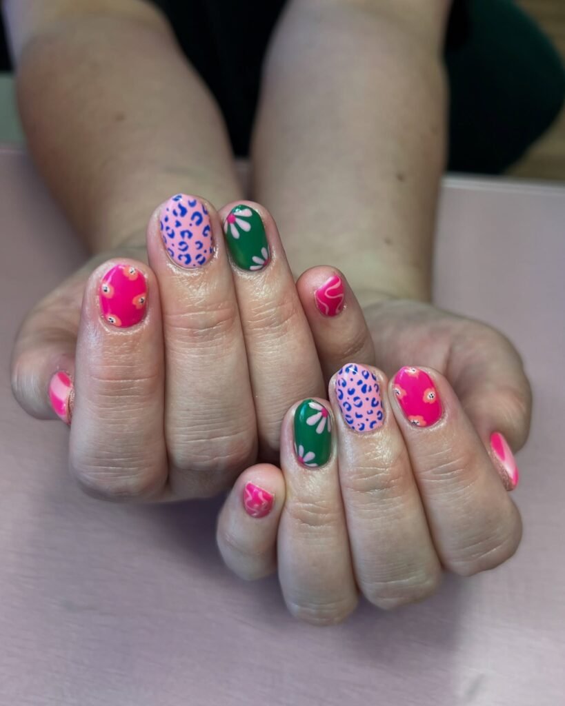 Bright Mix-and-Match Summer Nails