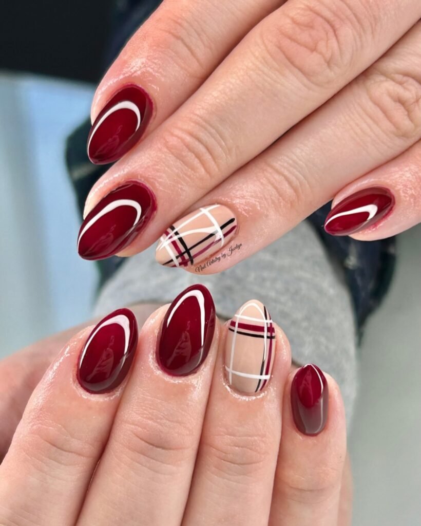 Burgundy Nude Plaid