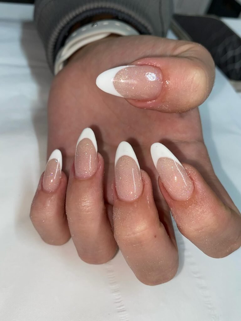 Glitter Almond French Tips