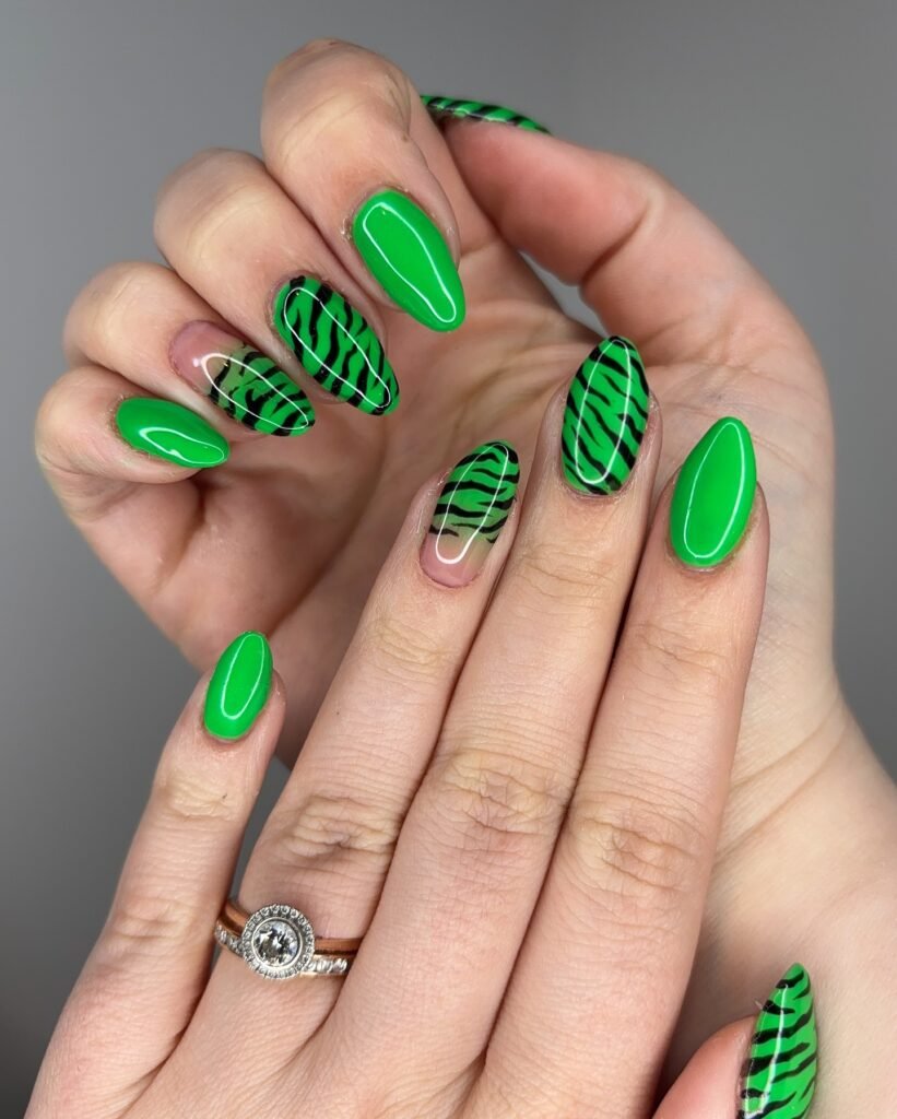  Green Zebra Nails
