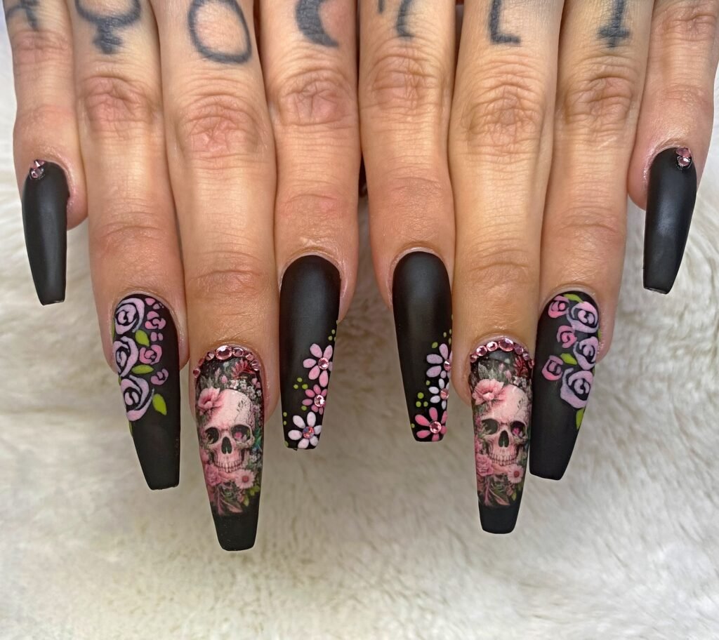Matte Floral Skulls