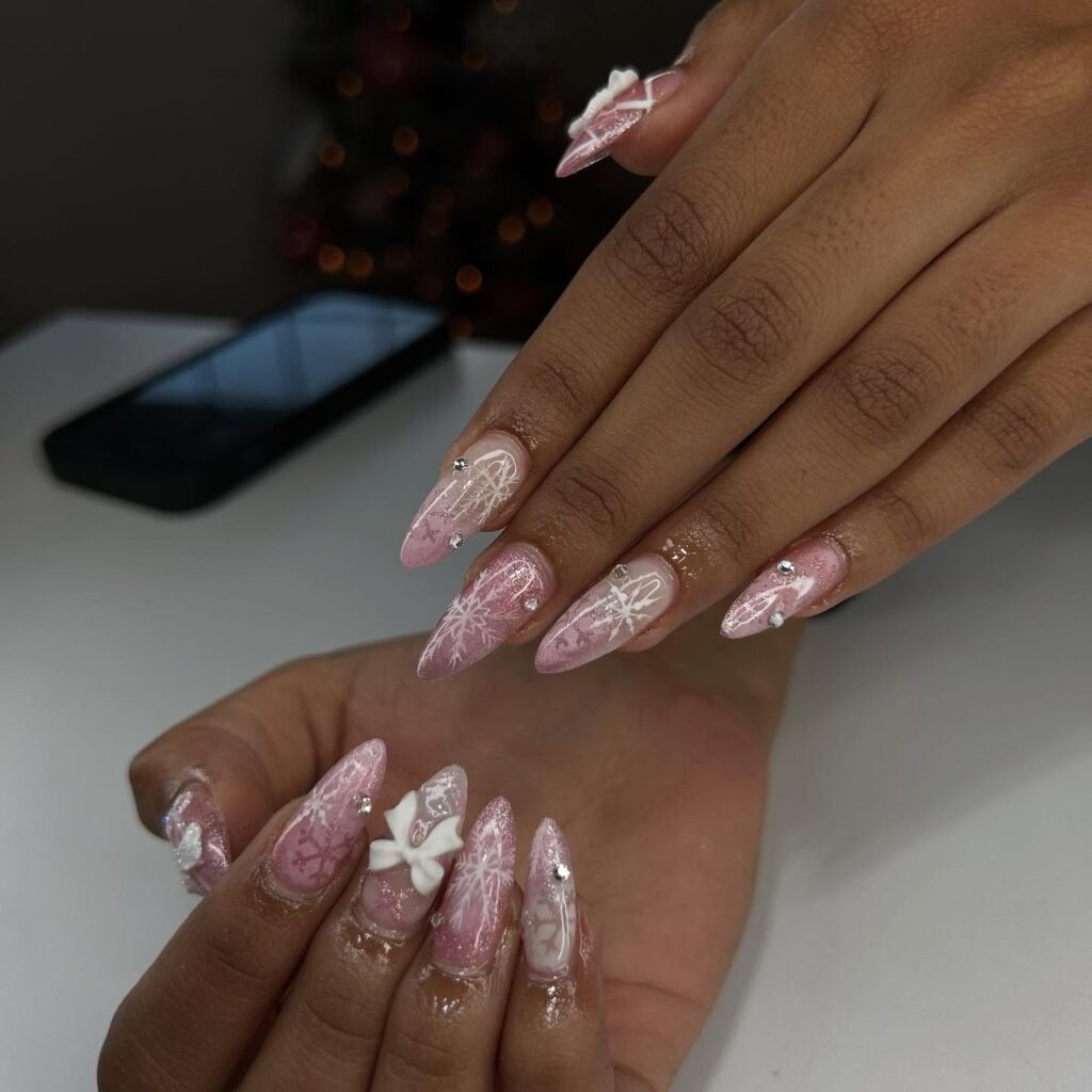 Frosty Pink Snowflakes