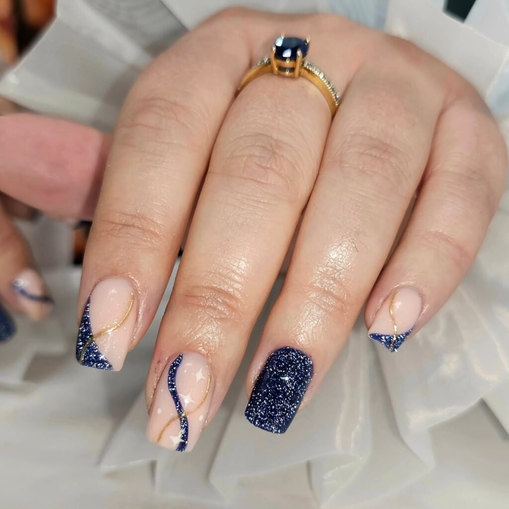 Navy Glitter Nude