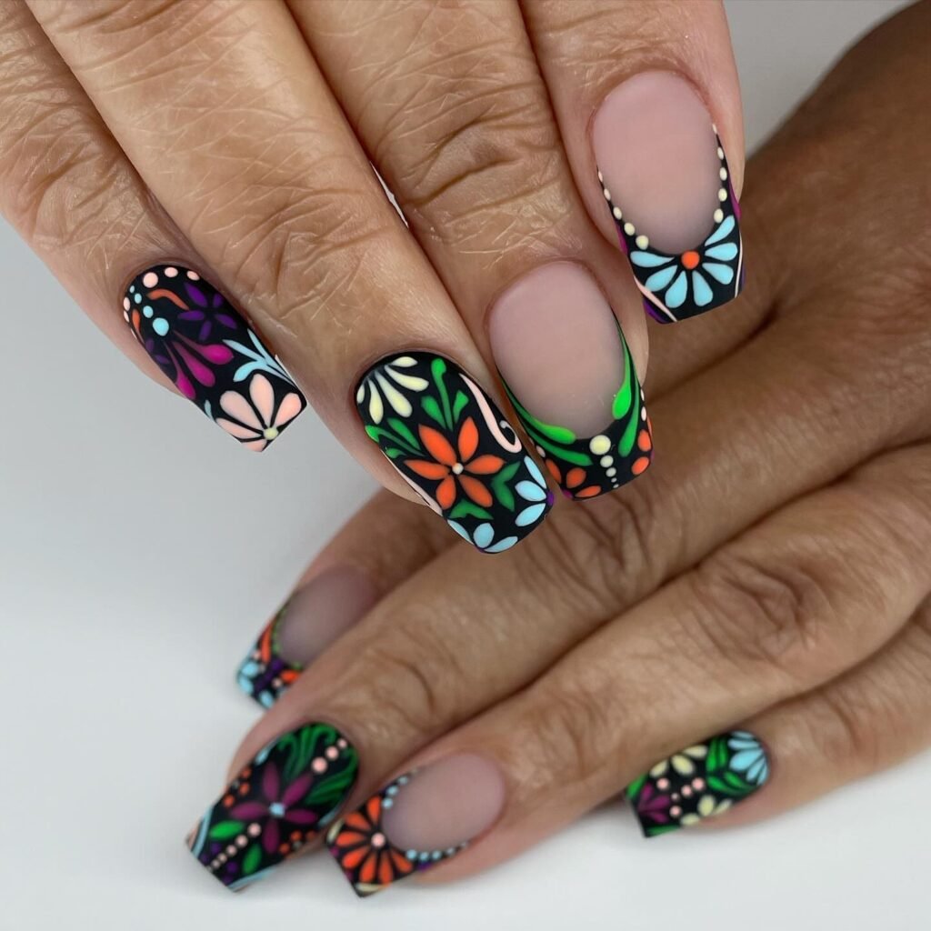 Neon Black Floral Glow