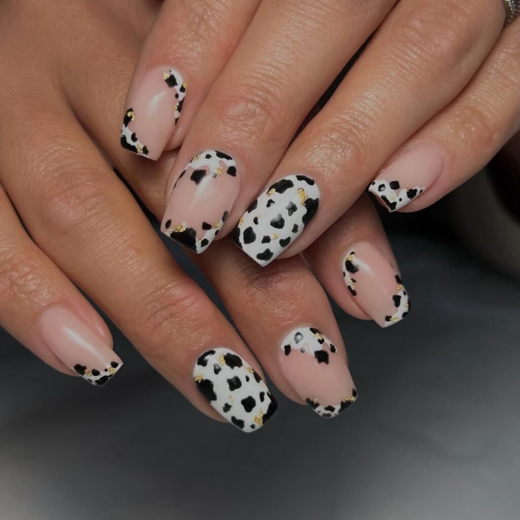 Nude Cow Print Tips