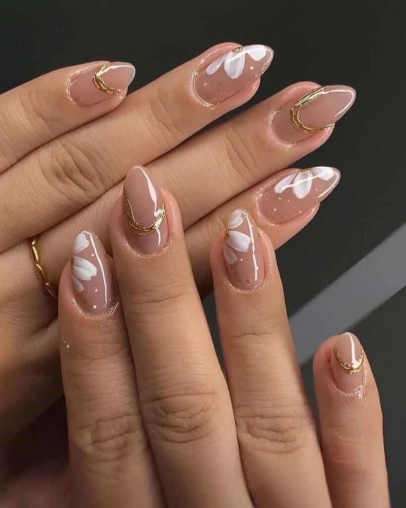 Nude Floral Gold