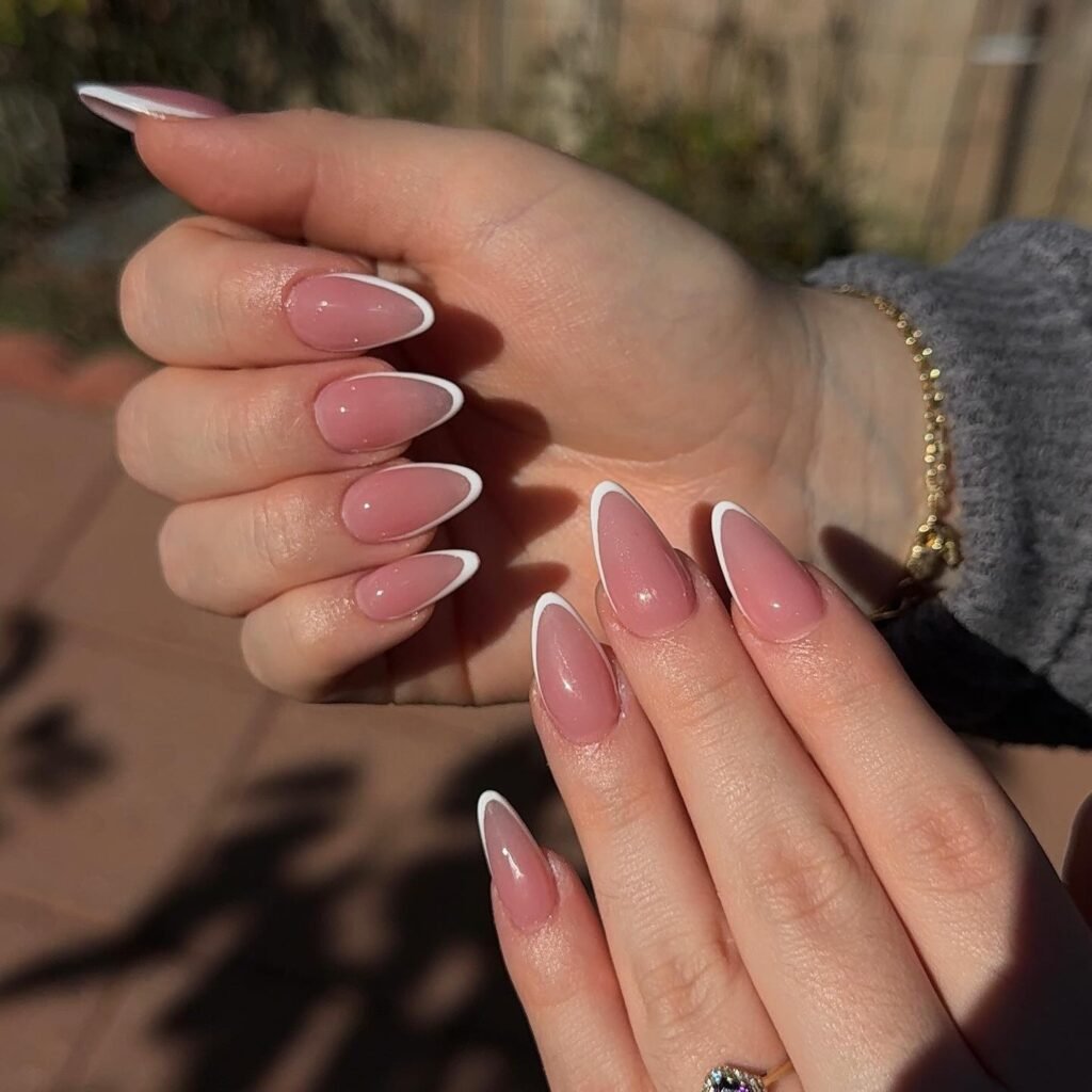  Outlined Almond French Tips