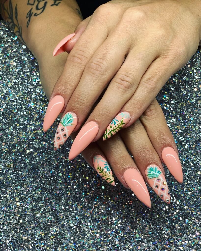 Peachy Stiletto Pineapple Glam