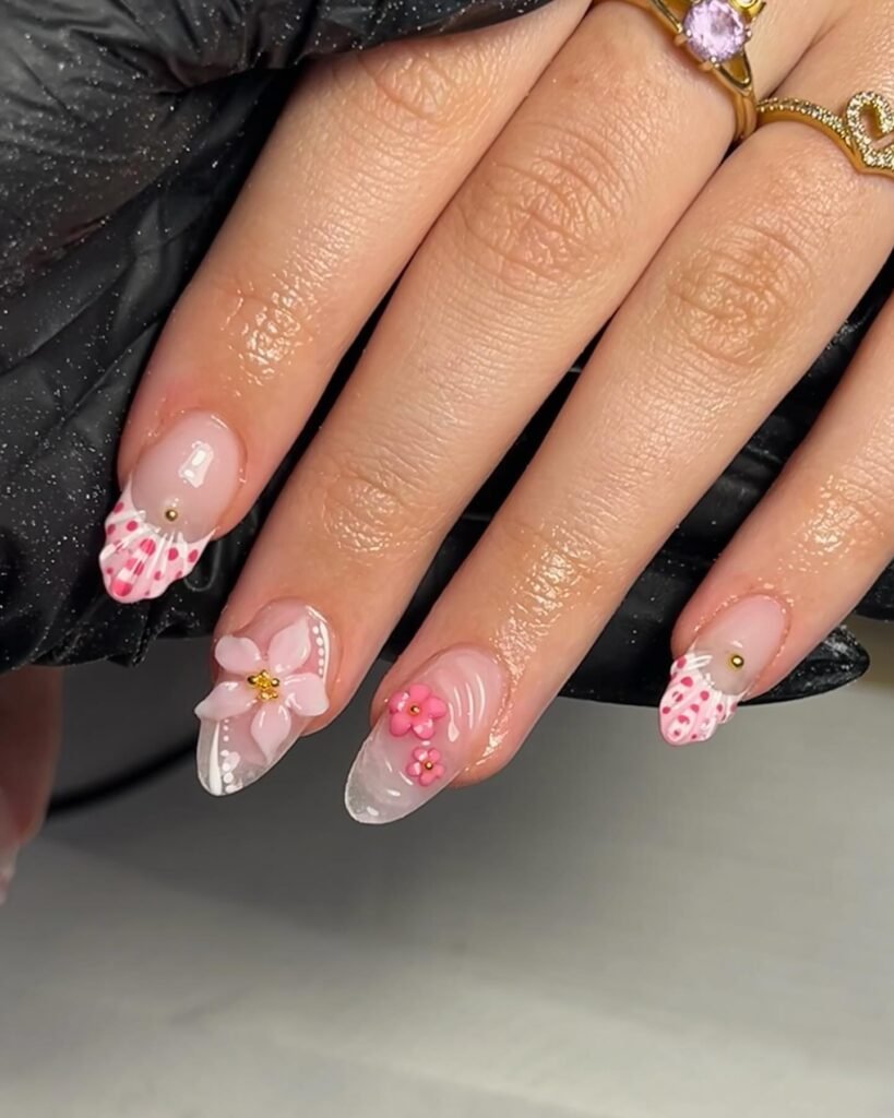  Pink Blossom Sculpted Nails
