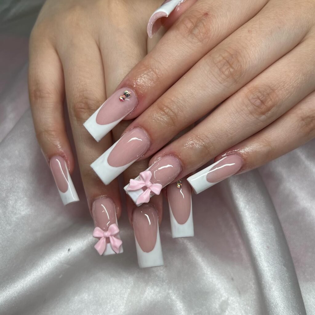 Pink Bow Coffin Tips