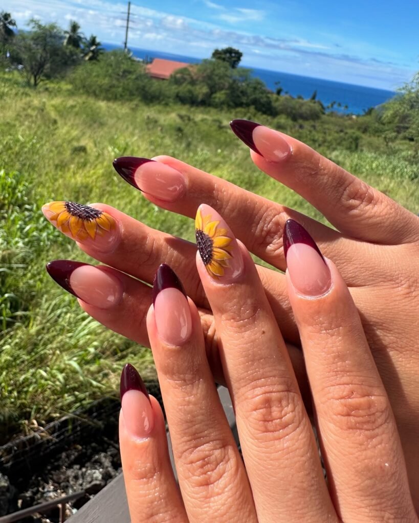 Burgundy French Sunflowers