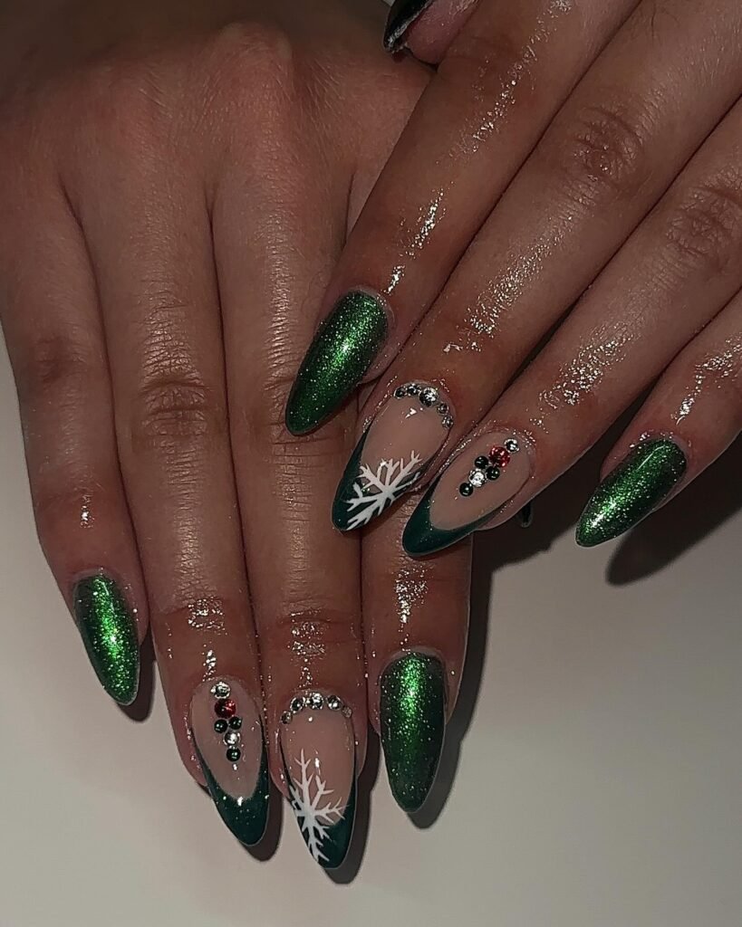 Rhinestone Snowflake Green