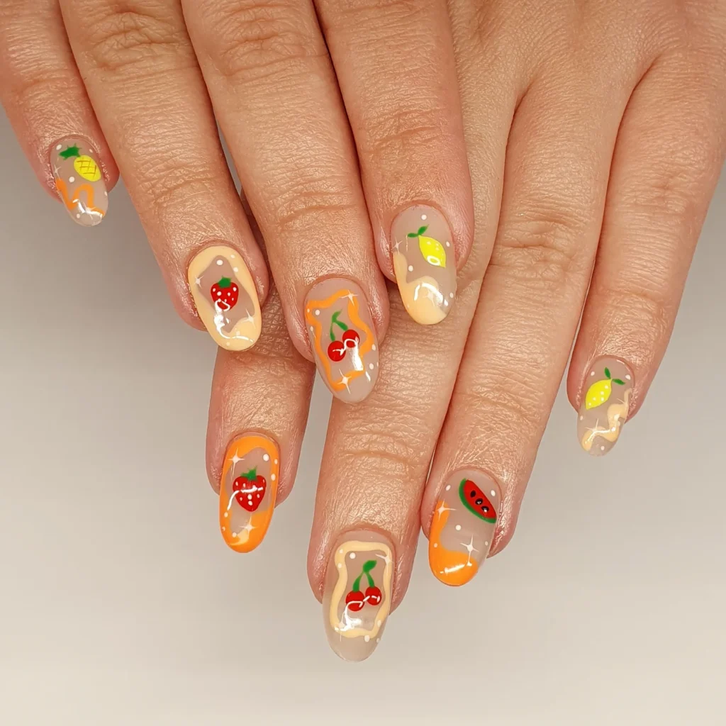 Soft Fruit Outline Nails