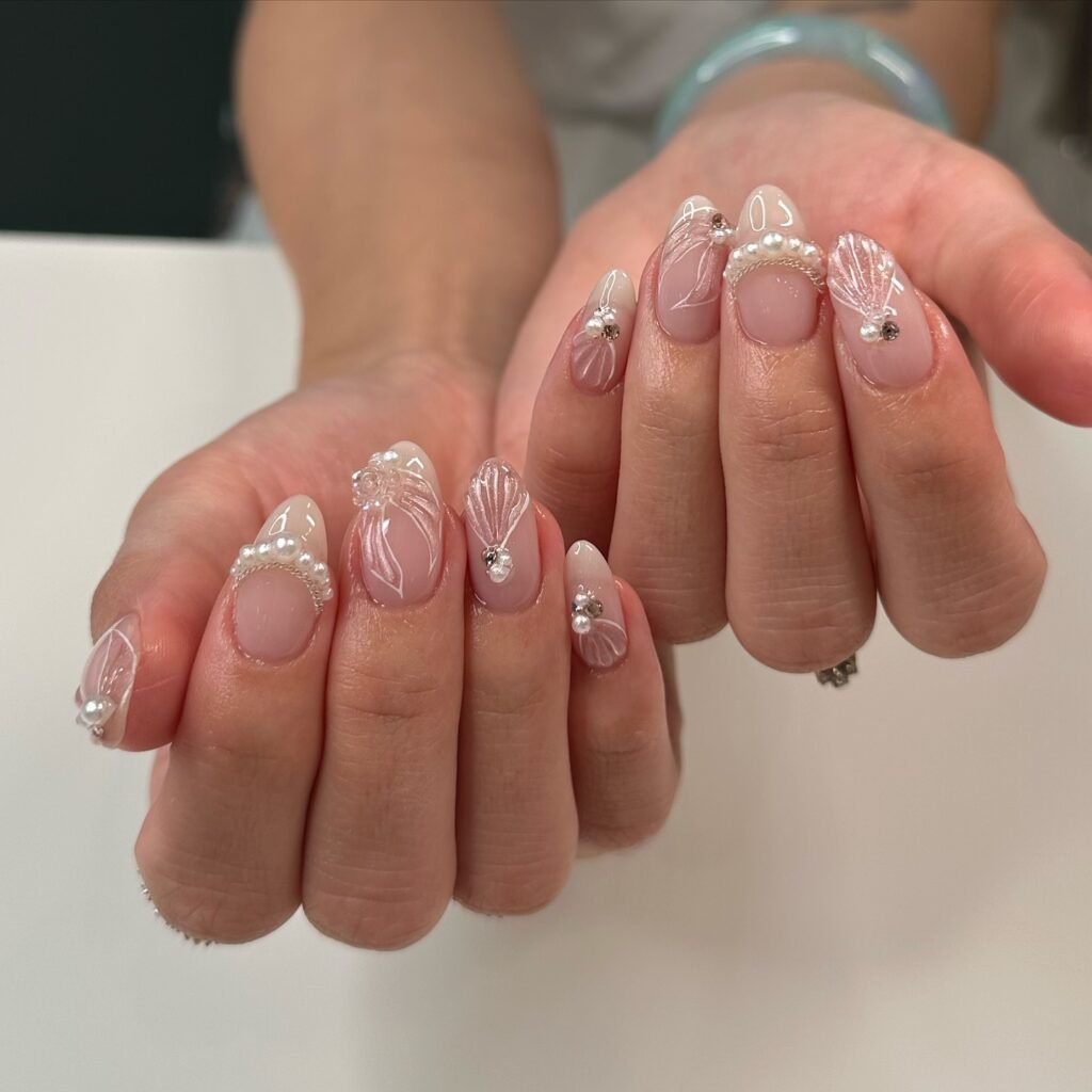 Soft Pearl Shell Nails