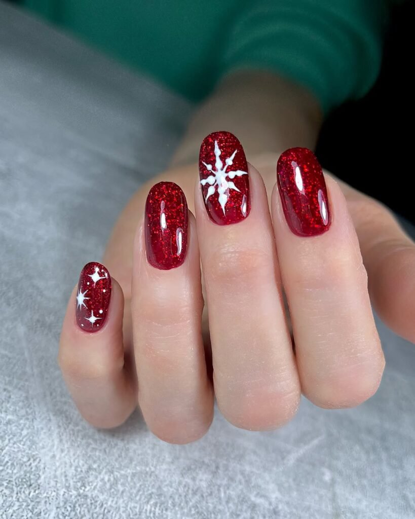 Sparkly Snowflake Red