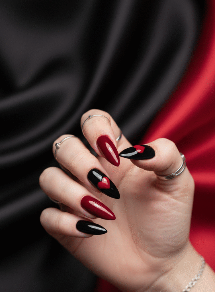 Black and Red Hearts