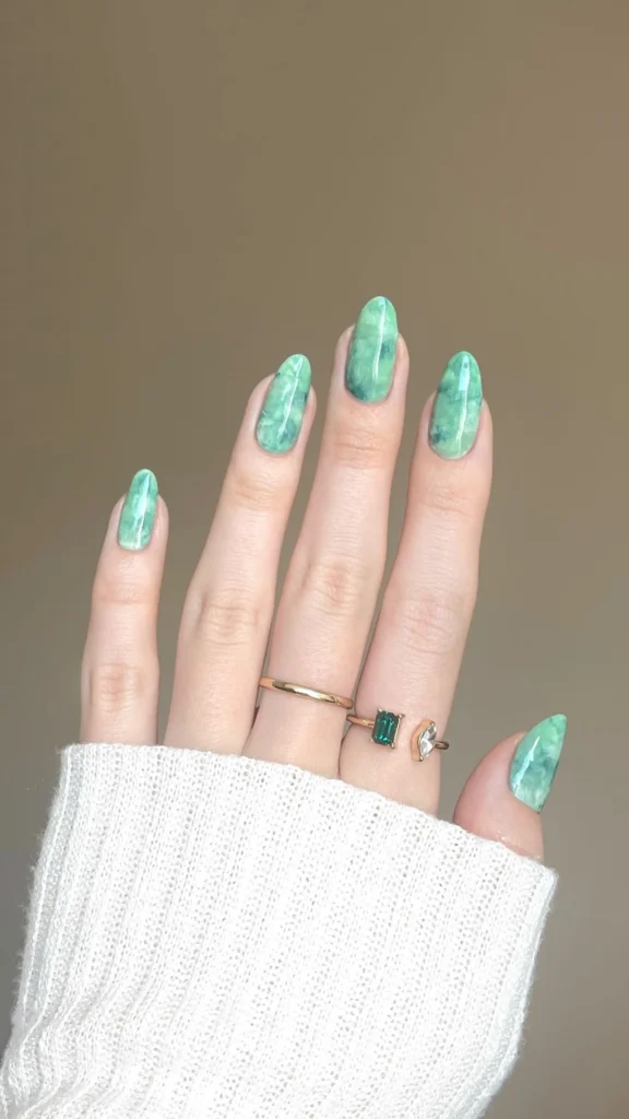 Classic Jade Marble Nails