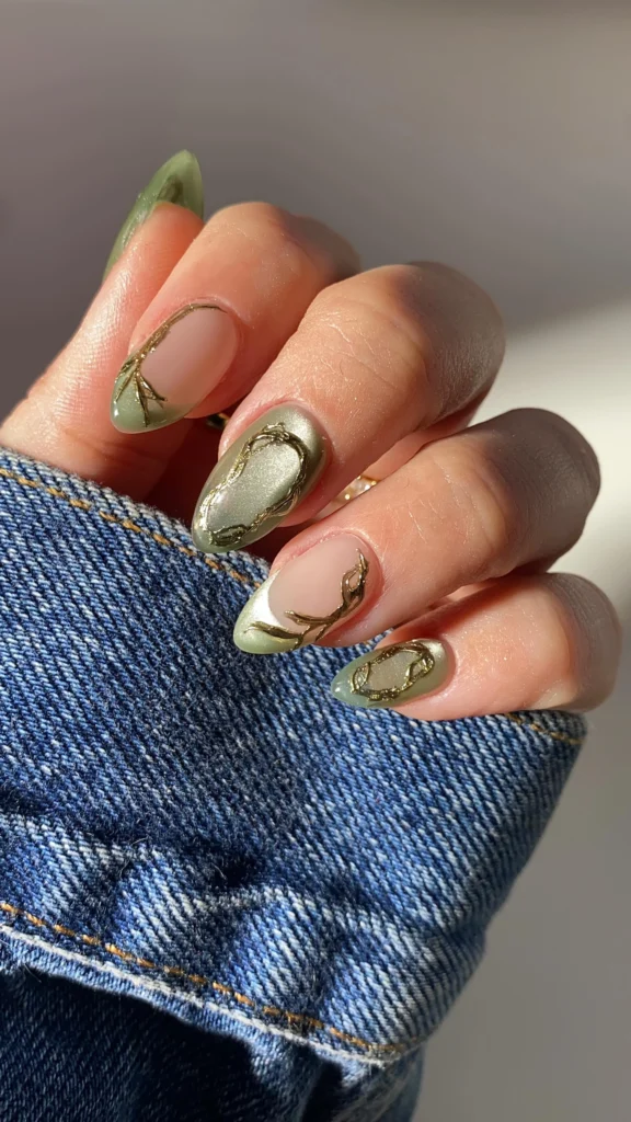 Olive Gold Frame Nails