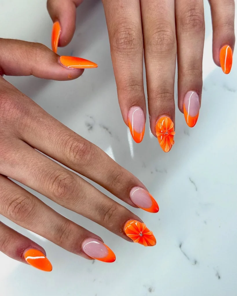 Orange Petal Nails