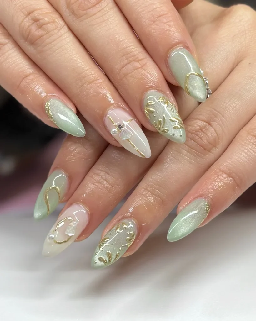 Soft Jade and Gold Elegance