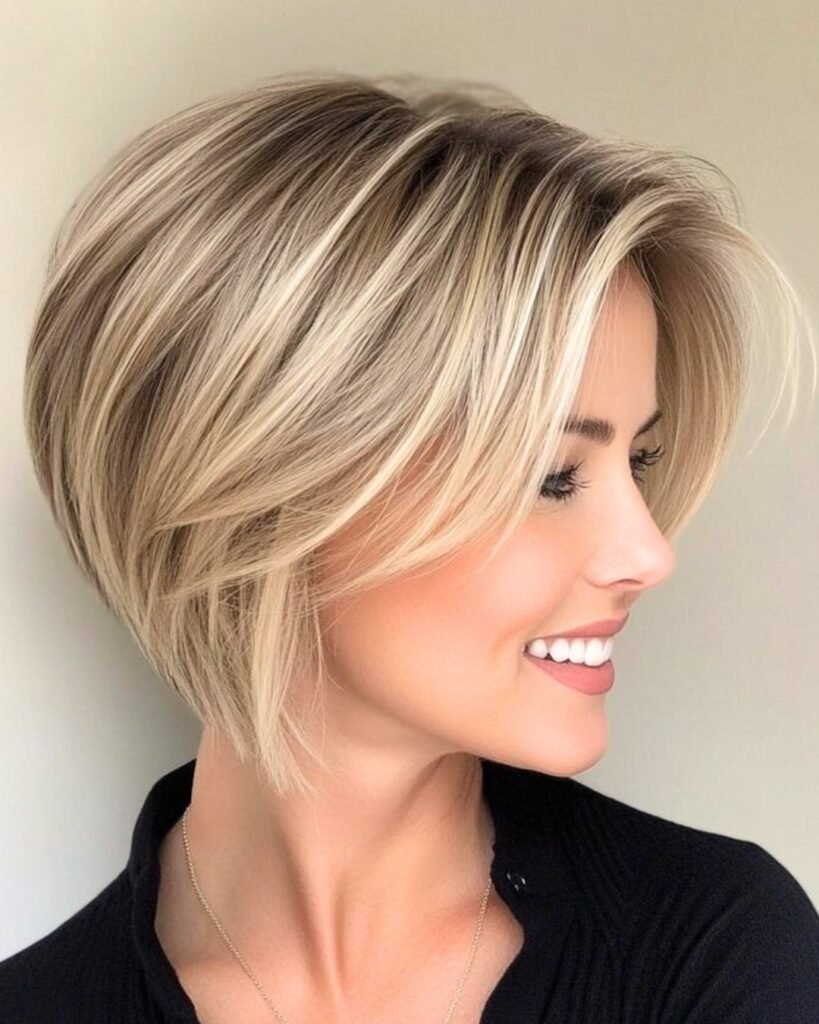 Feathered Blonde Bob with Volume