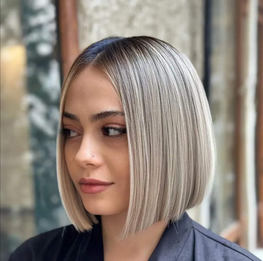 Icy Blonde Blunt Bob