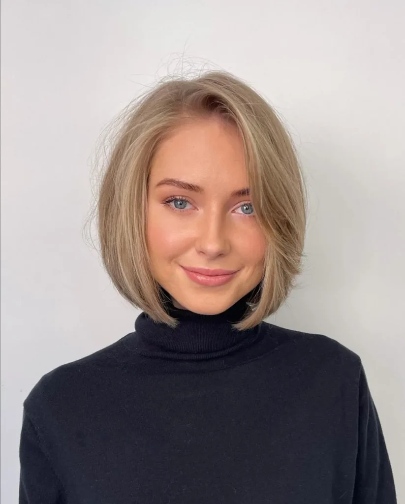  Rounded Blonde Bob with Natural Volume